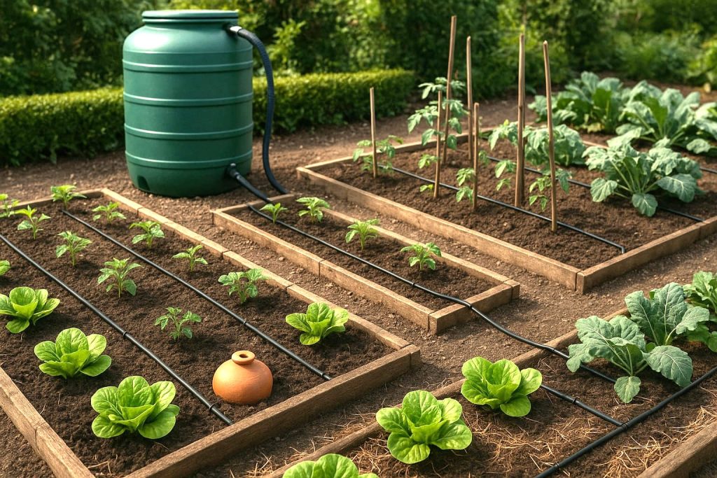 arrosage goutte a goutte recuperateur d'eau potager