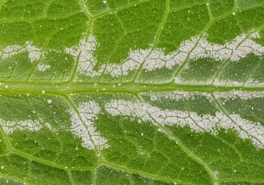 Feuilles de courgette malade de l´oïdium